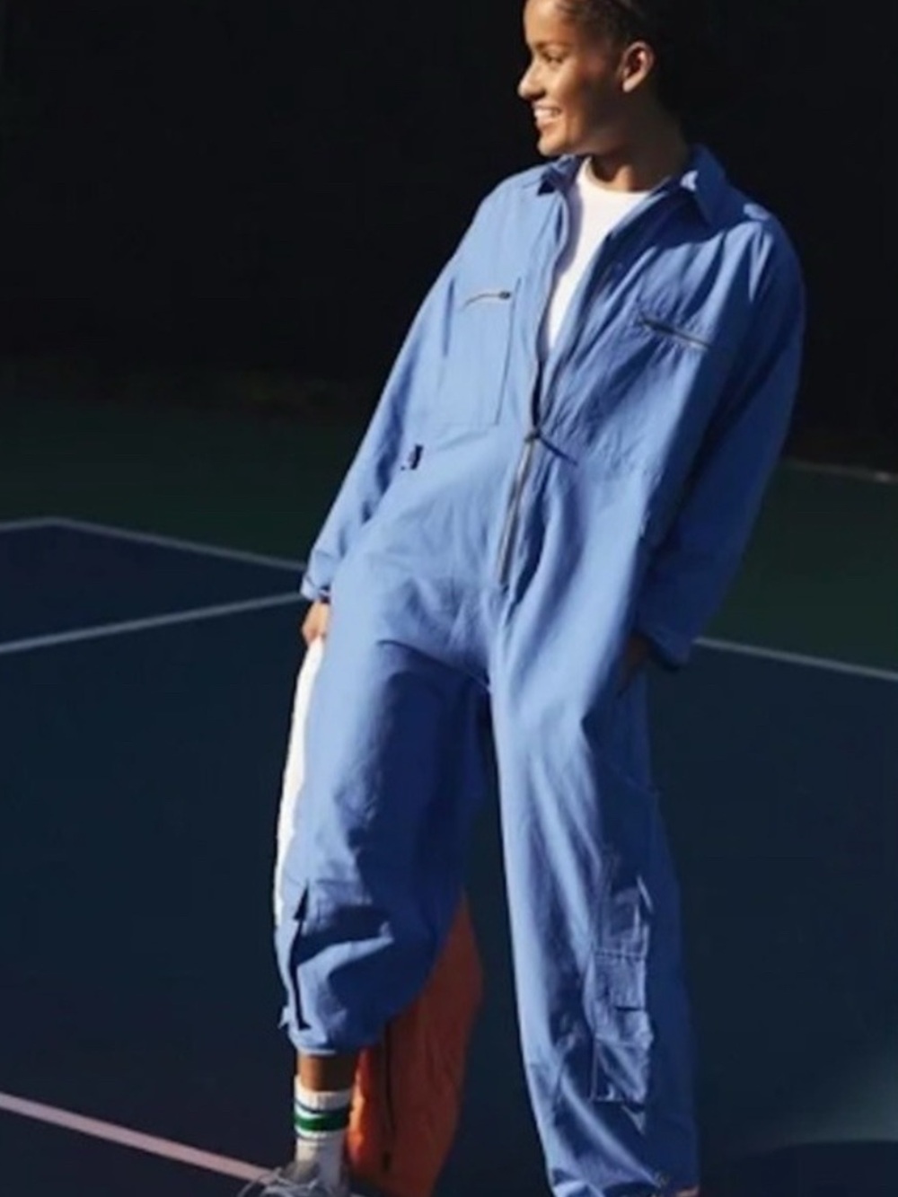 NWOT Free People Royal Blue Relaxed Zip Mesmerize Me Jumpsuit